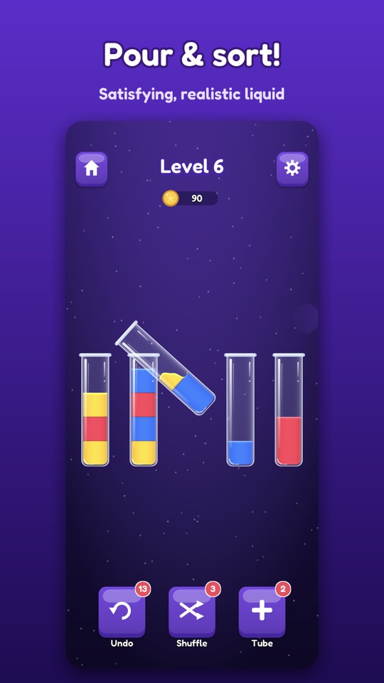 Pouring liquid between tubes